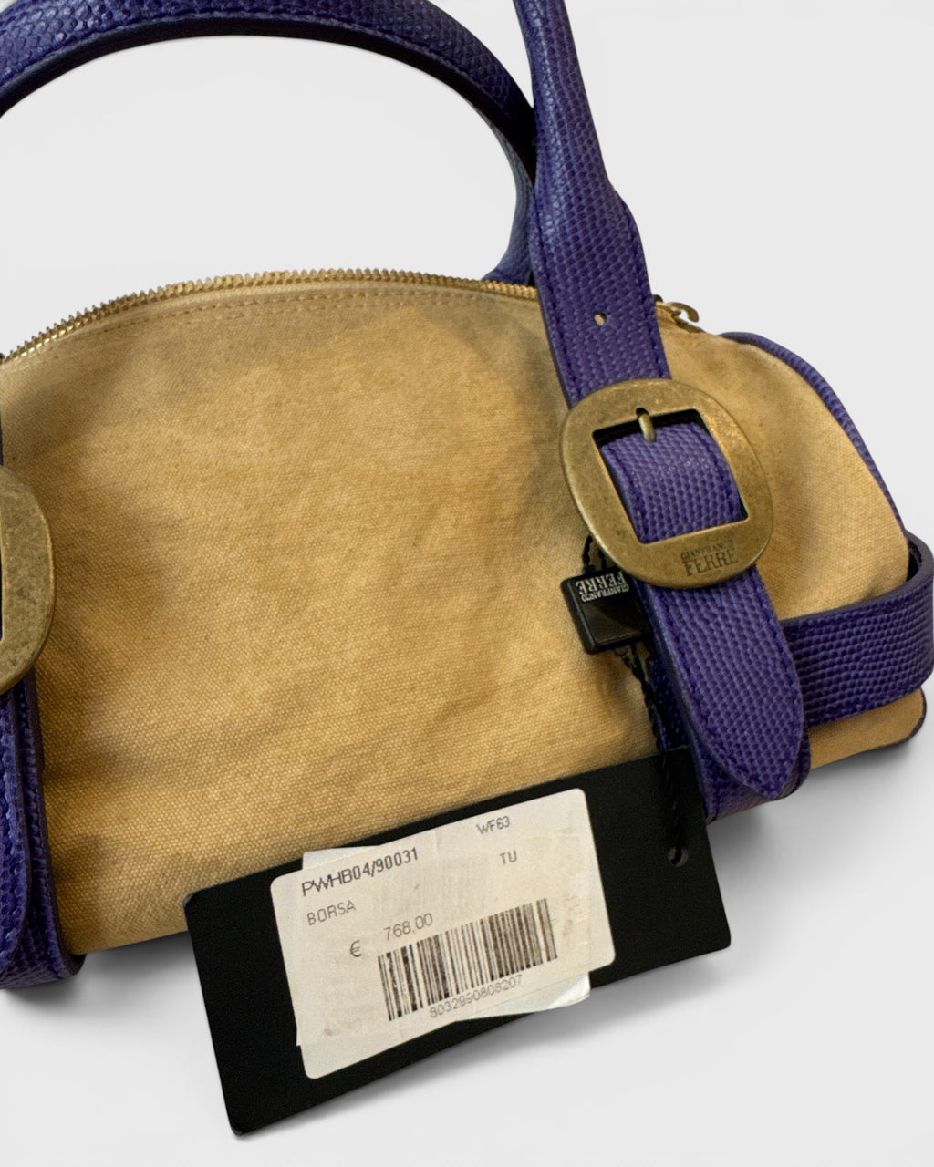 Sac à main toile et cuir Beige/mauve Gianfranco Ferre