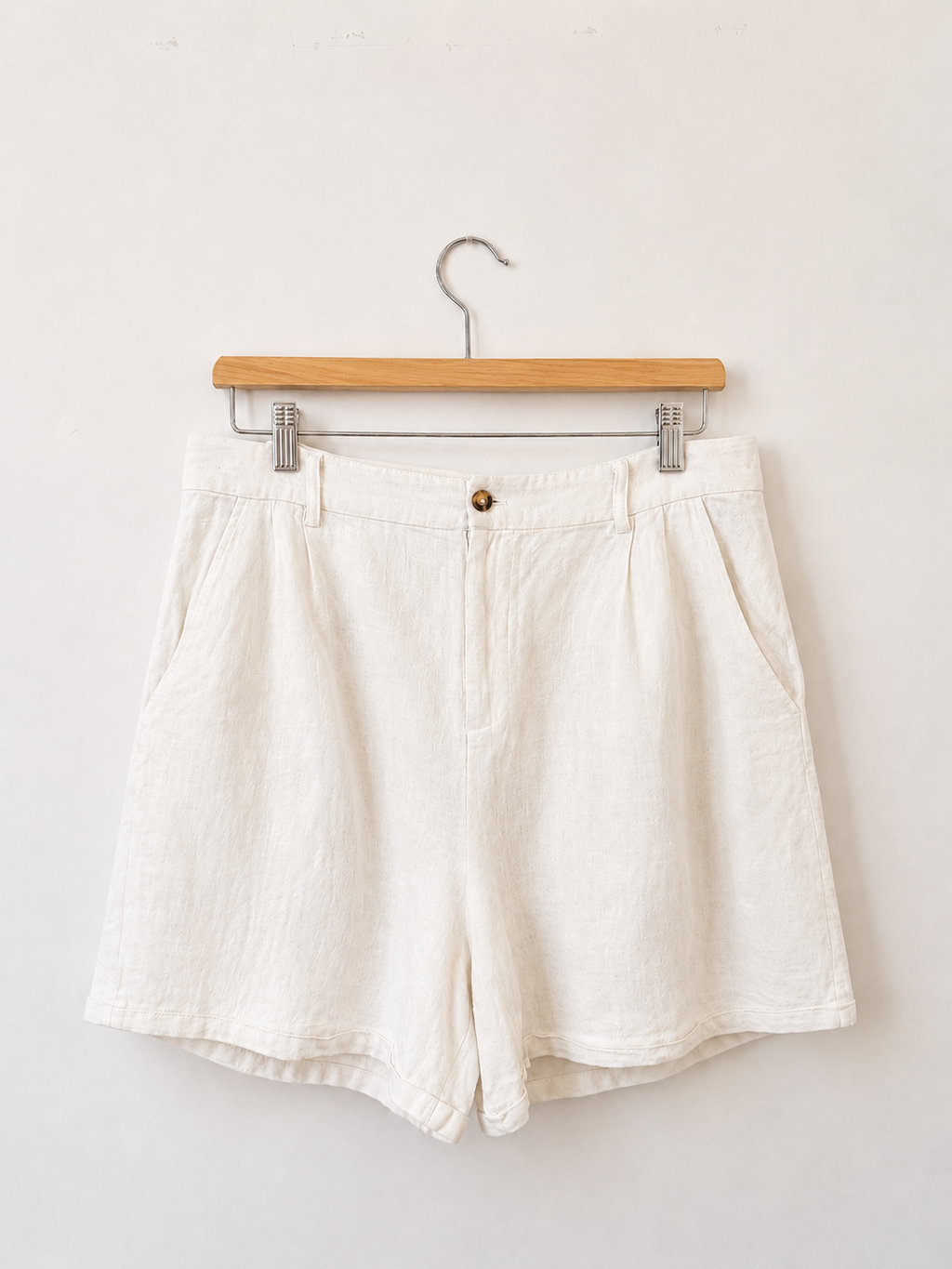 Short 100% lin Blanc, Naïf