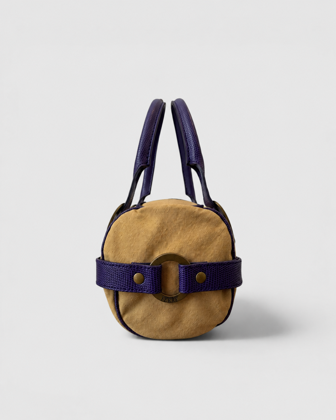 Sac à main toile et cuir Beige/mauve Gianfranco Ferre